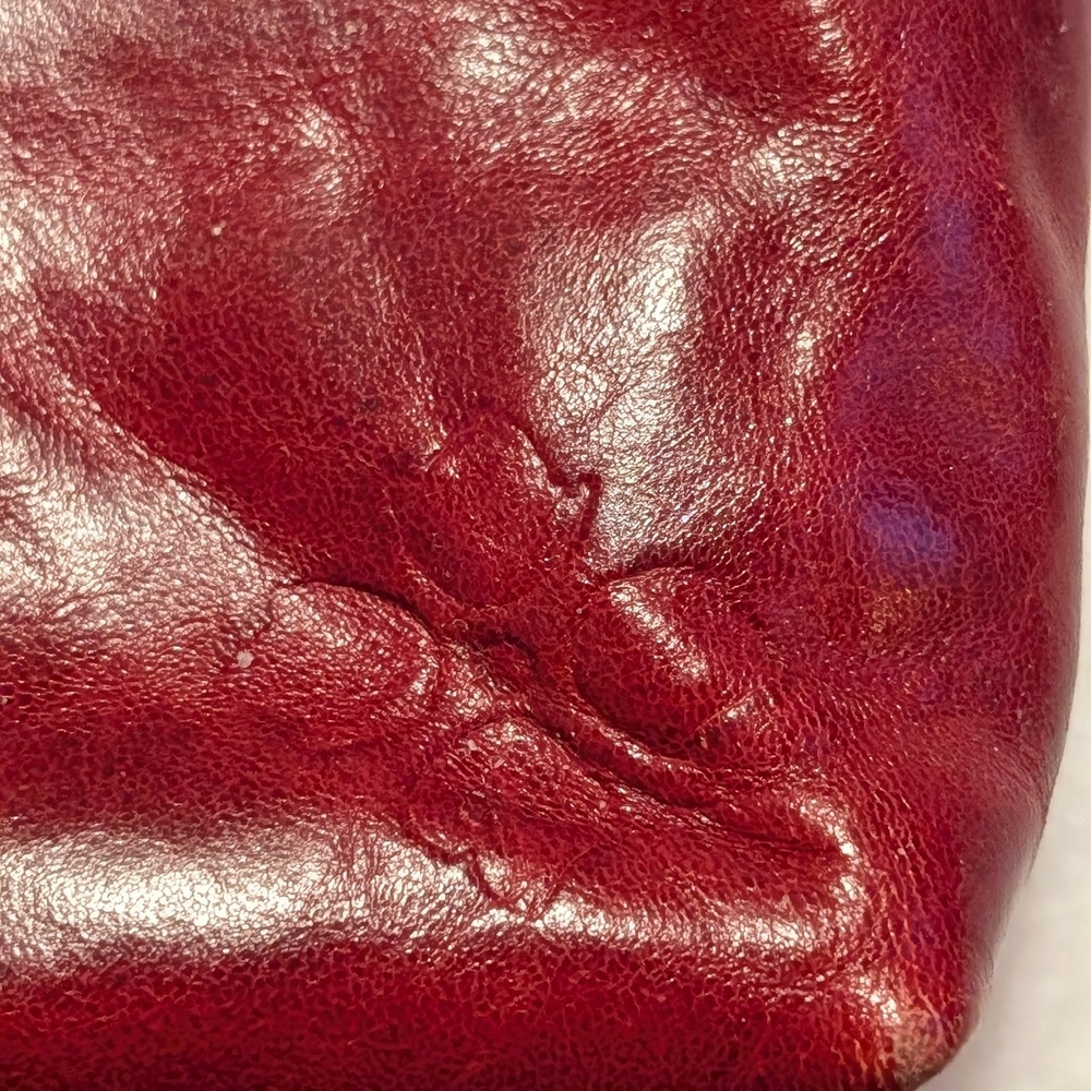 Patricia Nash Deep Red Leather Purse Handbag Like NEW Clutch Bag Chain Retro - Picture 4 of 4